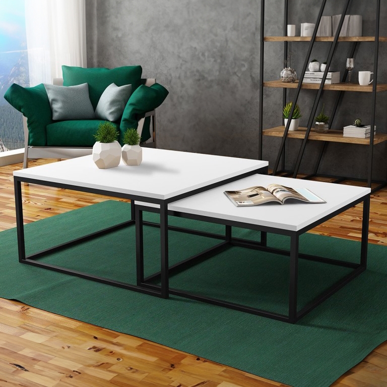 SET 2x Coffee table DUAL white/black