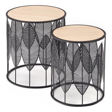SET 2x Coffee table FOLLA d. 33/40 cm black