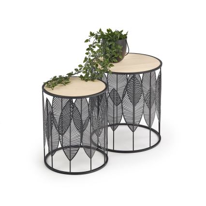 SET 2x Coffee table FOLLA d. 33/40 cm black