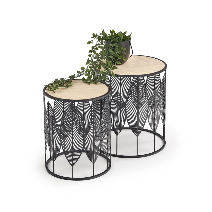SET 2x Coffee table FOLLA d. 33/40 cm black