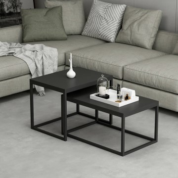 SET 2x Coffee table LEKA black