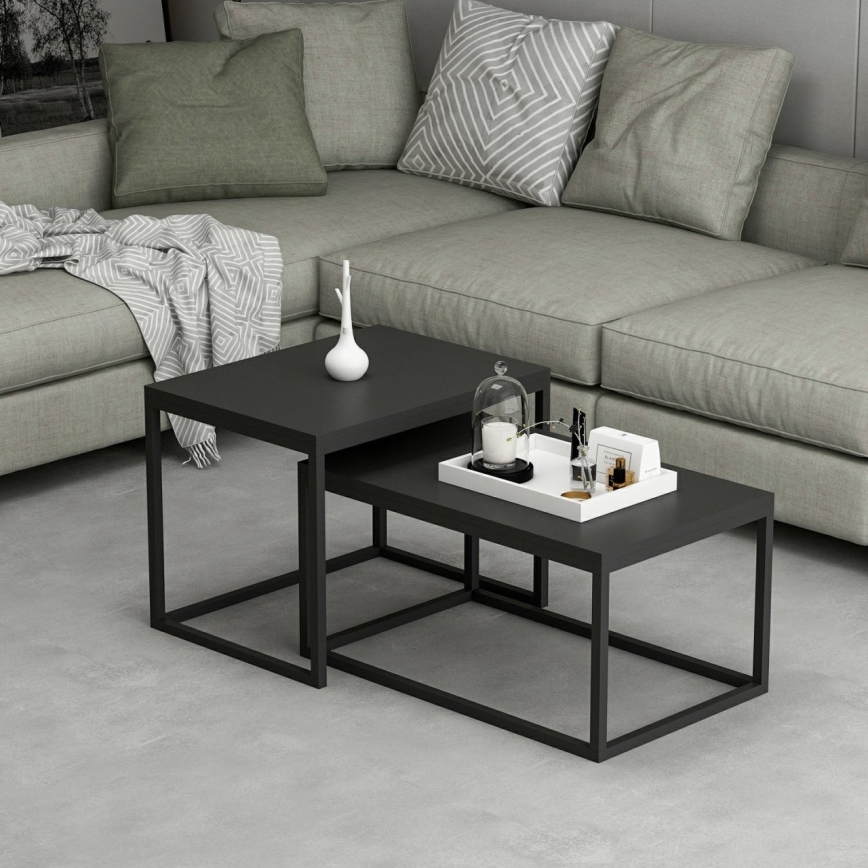 SET 2x Coffee table LEKA black
