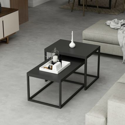 SET 2x Coffee table LEKA black
