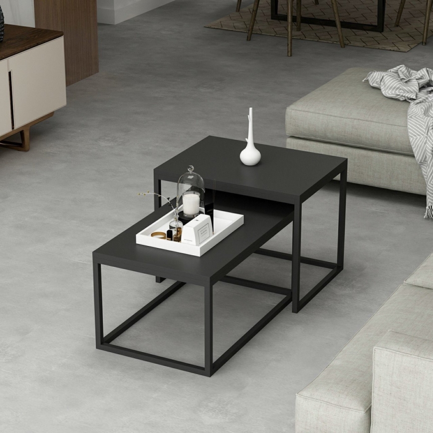 SET 2x Coffee table LEKA black