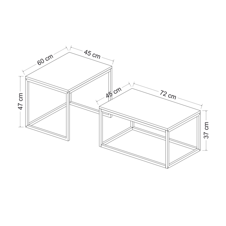 SET 2x Coffee table LEKA black