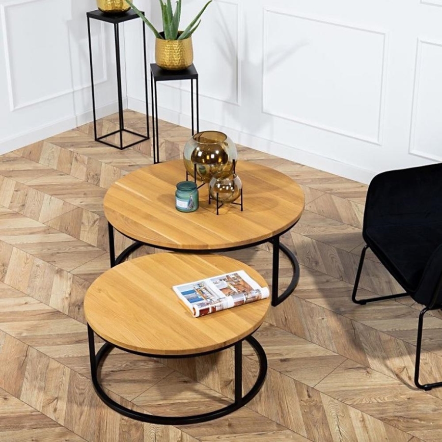 SET 2x Coffee table OAKLOFT 38x90 cm black/oak