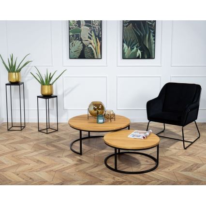 SET 2x Coffee table OAKLOFT 38x90 cm black/oak