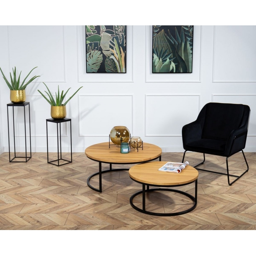 SET 2x Coffee table OAKLOFT 38x90 cm black/oak