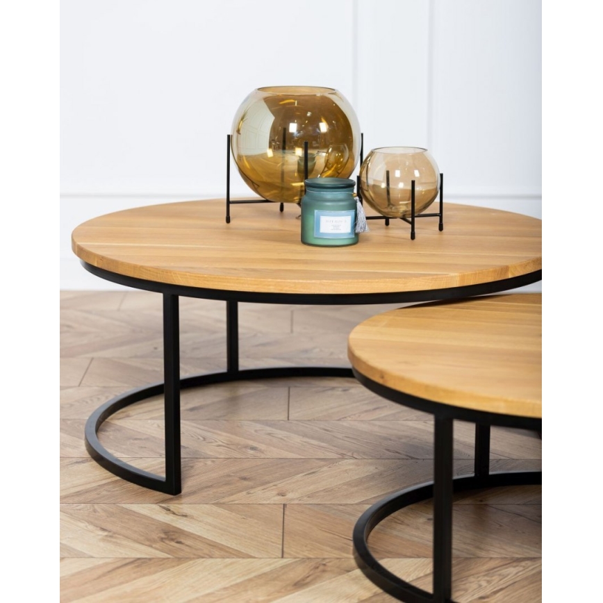 SET 2x Coffee table OAKLOFT 38x90 cm black/oak