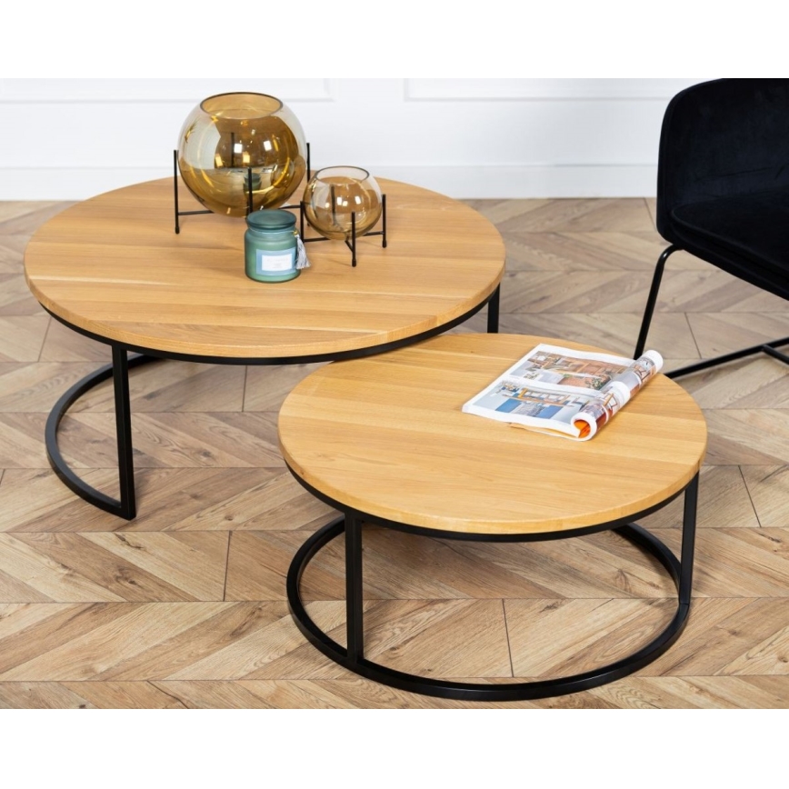 SET 2x Coffee table OAKLOFT 38x90 cm black/oak