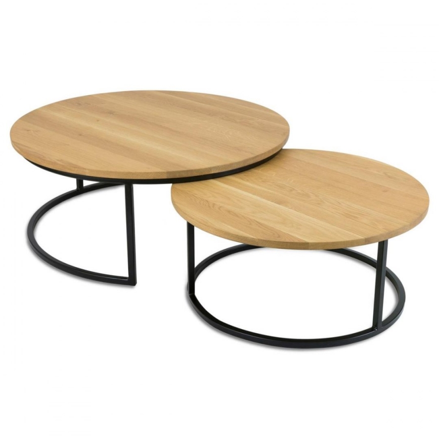 SET 2x Coffee table OAKLOFT 38x90 cm black/oak