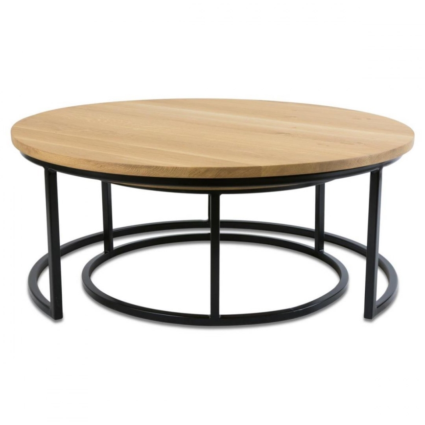 SET 2x Coffee table OAKLOFT 38x90 cm black/oak