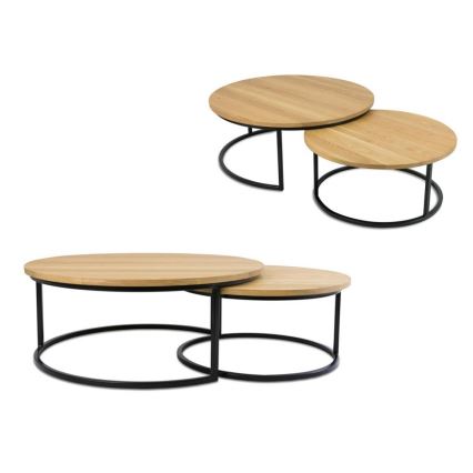 SET 2x Coffee table OAKLOFT 38x90 cm black/oak