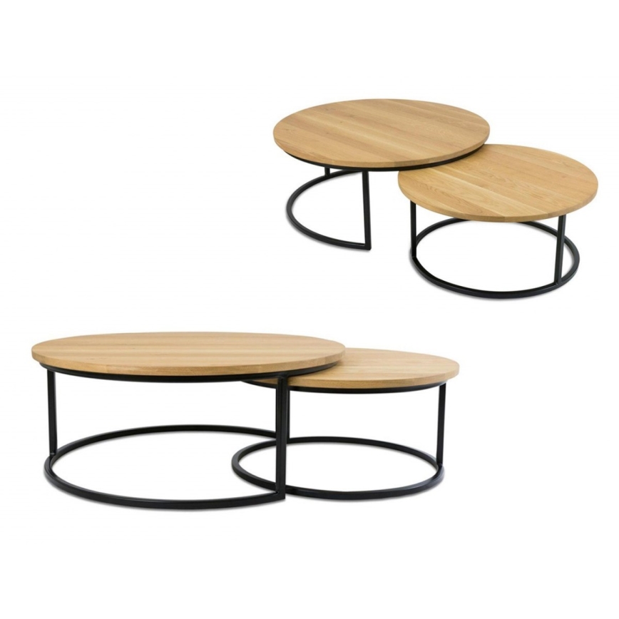 SET 2x Coffee table OAKLOFT 38x90 cm black/oak