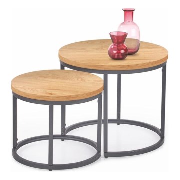 SET 2x Coffee table OREO d. 43/53 cm anthracite/golden oak