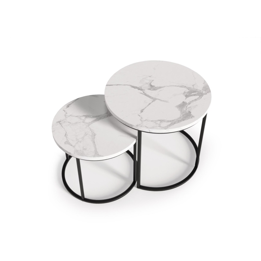 SET 2x Coffee table OREO d. 43/53 cm black/marble decor