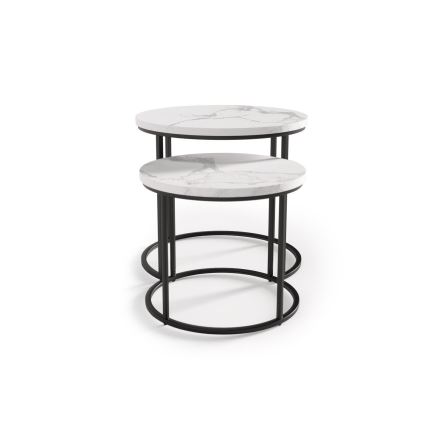 SET 2x Coffee table OREO d. 43/53 cm black/marble decor