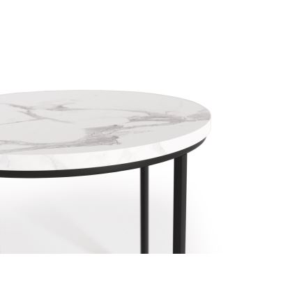 SET 2x Coffee table OREO d. 43/53 cm black/marble decor