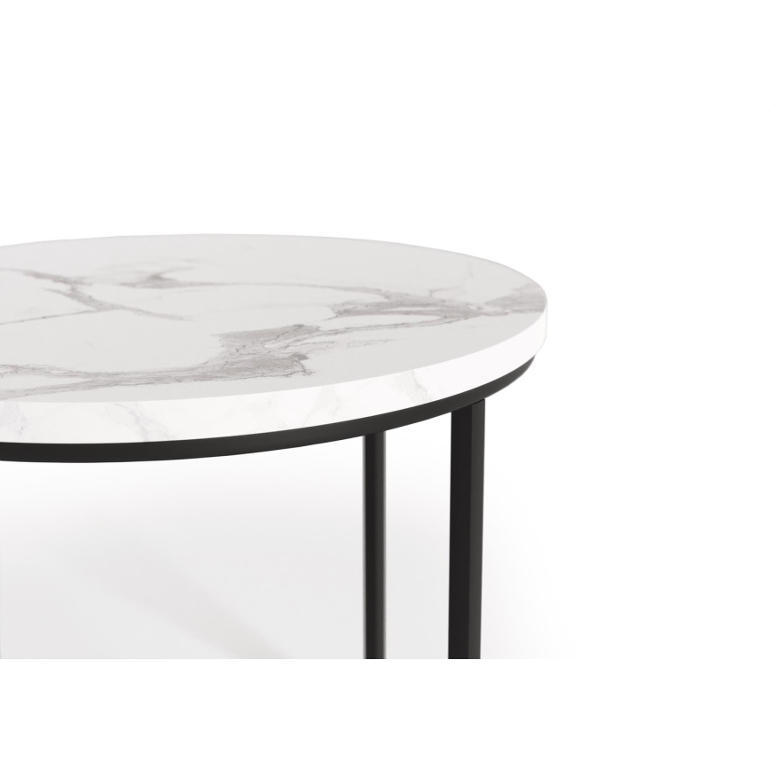 SET 2x Coffee table OREO d. 43/53 cm black/marble decor