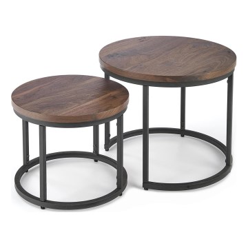 SET 2x Coffee table OREO d. 43/53 cm black/walnut