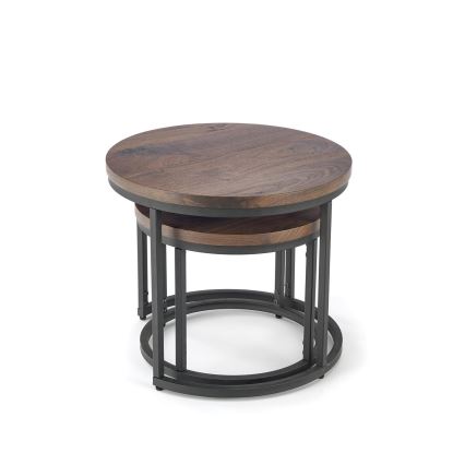 SET 2x Coffee table OREO d. 43/53 cm black/walnut