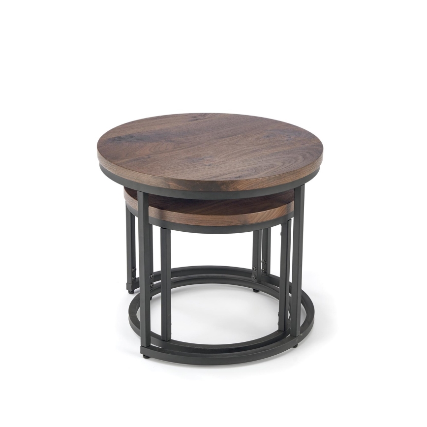 SET 2x Coffee table OREO d. 43/53 cm black/walnut
