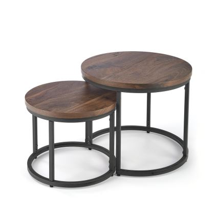 SET 2x Coffee table OREO d. 43/53 cm black/walnut