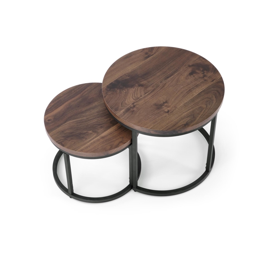 SET 2x Coffee table OREO d. 43/53 cm black/walnut
