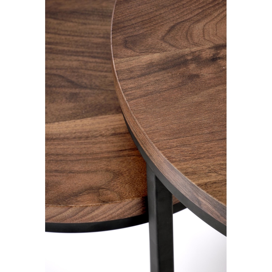 SET 2x Coffee table OREO d. 43/53 cm black/walnut