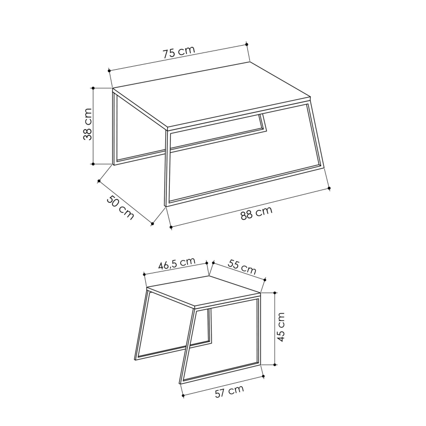 SET 2x Coffee table PAL beige/black
