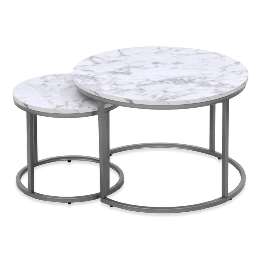 SET 2x Coffee table PAOLA d. 38/60 cm grey/marble decor