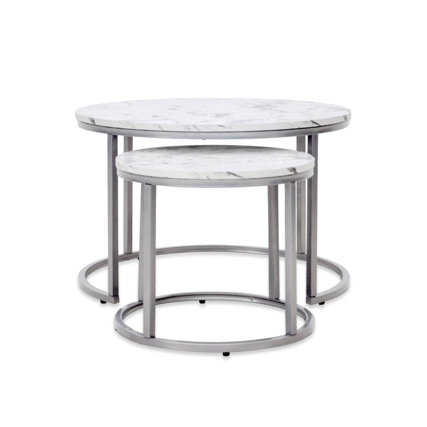 SET 2x Coffee table PAOLA d. 38/60 cm grey/marble decor