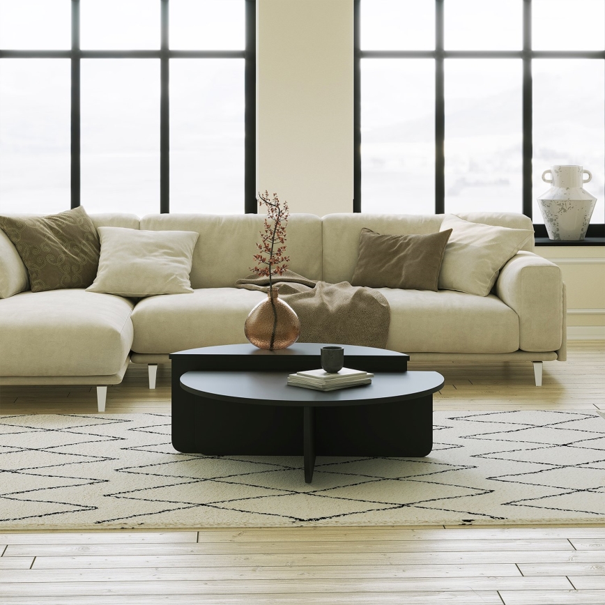 SET 2x Coffee table PODIUM black