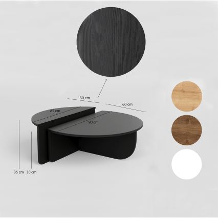 SET 2x Coffee table PODIUM black