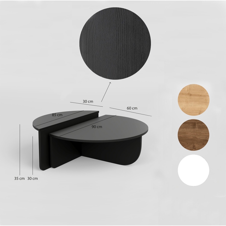 SET 2x Coffee table PODIUM black