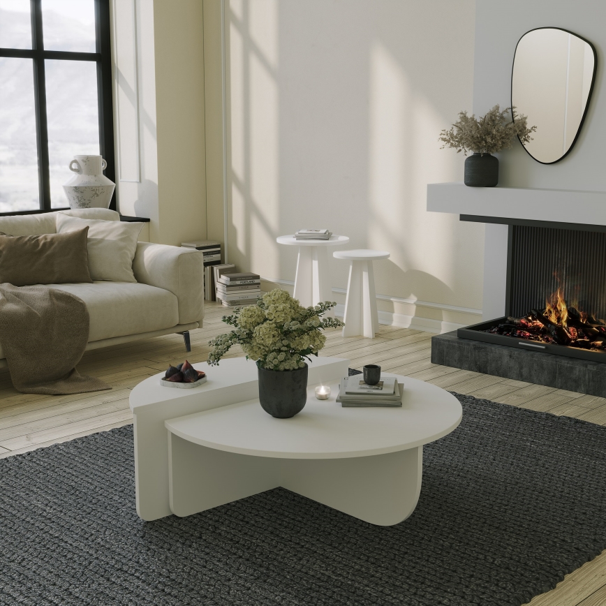 SET 2x Coffee table PODIUM white