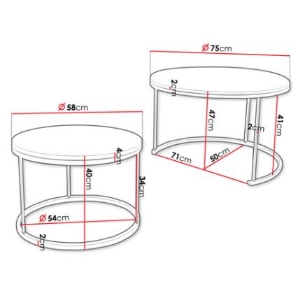 SET 2x Coffee table RABEN black/golden oak