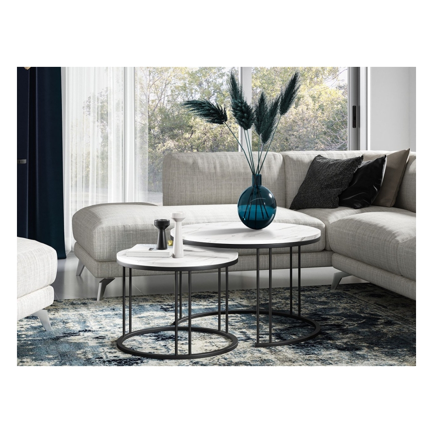 SET 2x Coffee table RAGNAR black/white