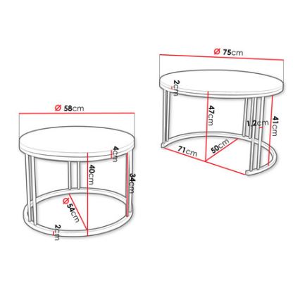 SET 2x Coffee table RAGNAR black/white
