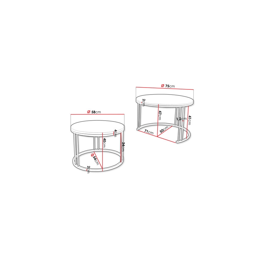 SET 2x Coffee table RAGNAR black/white