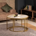 SET 2x Coffee table TAMBUR gold/beige