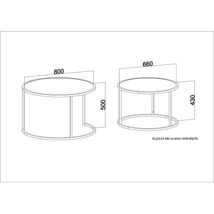 SET 2x Coffee table TAMBUR gold/beige