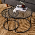 SET 2x Coffee table TOKYO d. 42/60 cm black