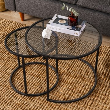 SET 2x Coffee table TOKYO d. 42/60 cm black