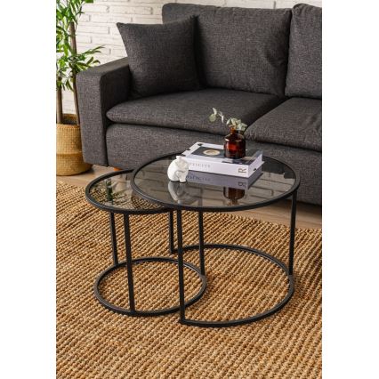 SET 2x Coffee table TOKYO d. 42/60 cm black