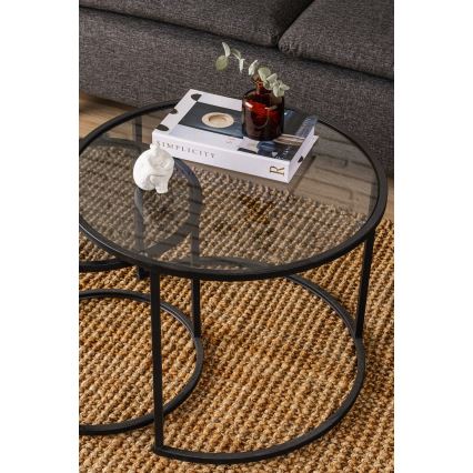 SET 2x Coffee table TOKYO d. 42/60 cm black