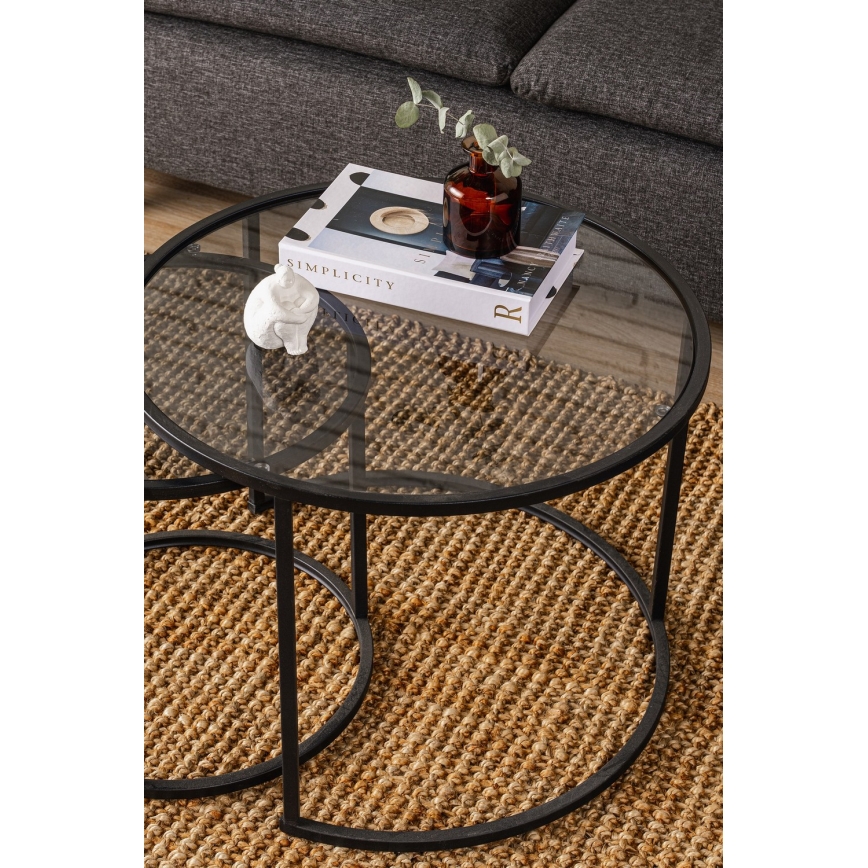 SET 2x Coffee table TOKYO d. 42/60 cm black