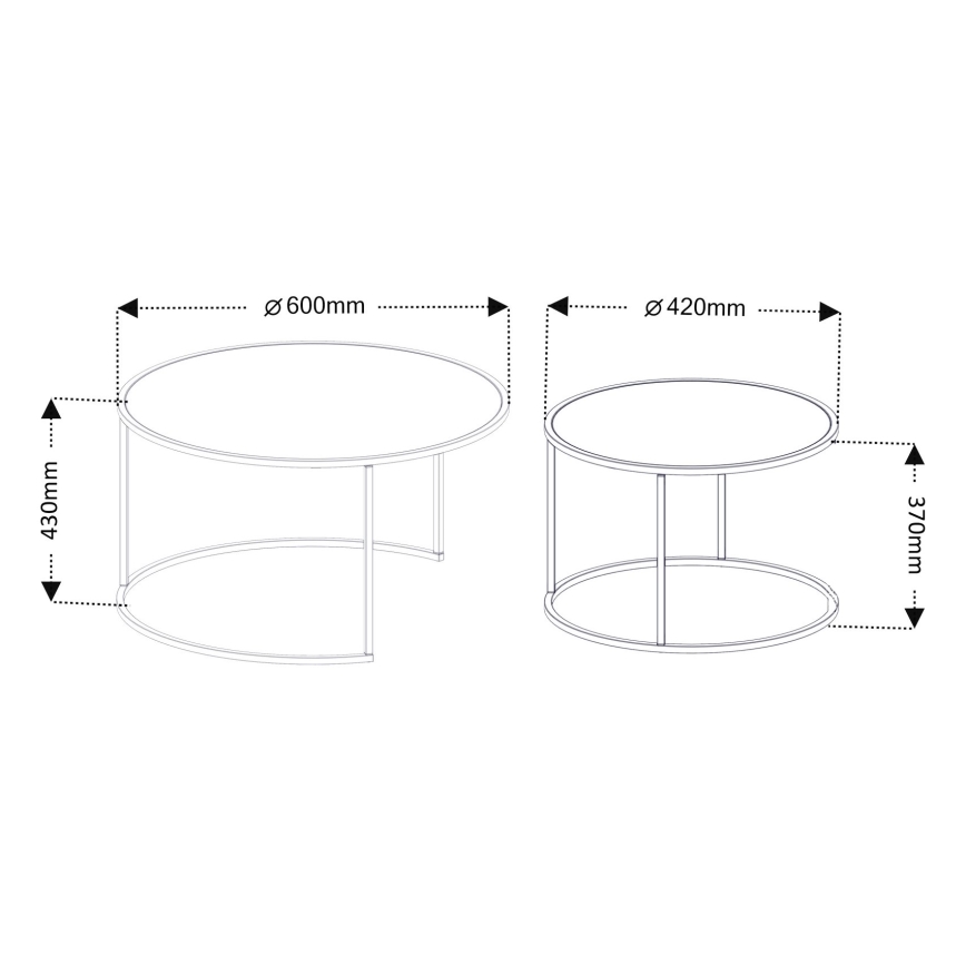 SET 2x Coffee table TOKYO d. 42/60 cm black