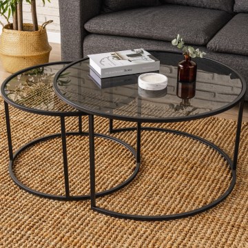 SET 2x Coffee table TOKYO d. 60/80 cm black