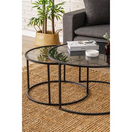 SET 2x Coffee table TOKYO d. 60/80 cm black